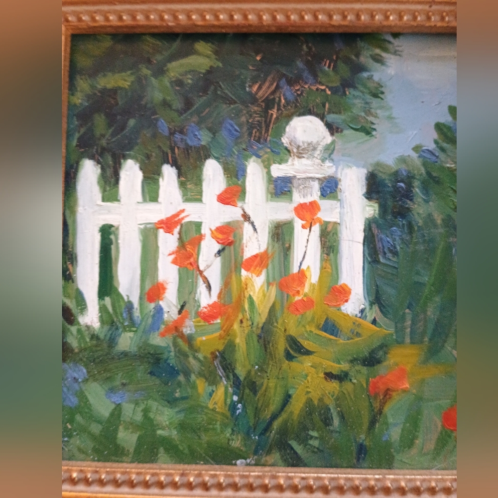 Artisan Oil Painting On Copper, Poppies At the Back Fence, By Carole Nylander - Picture 3 of 4